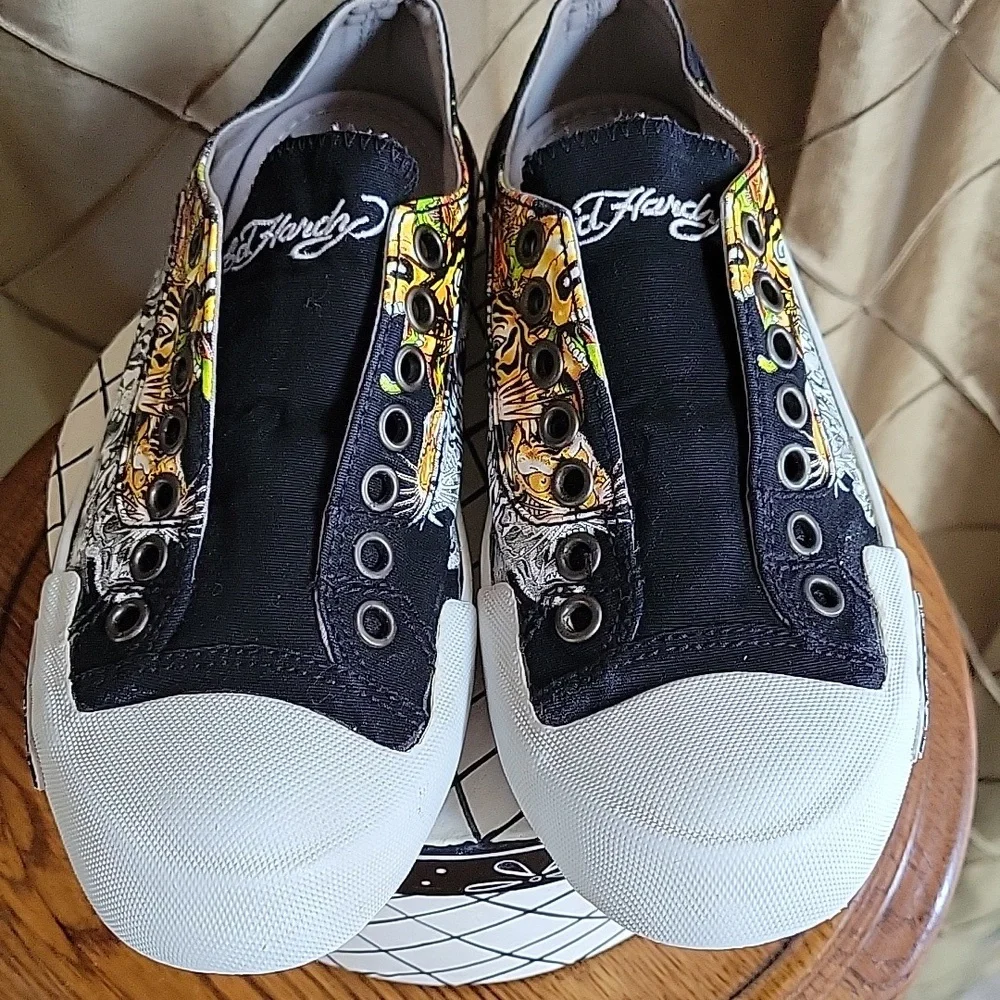 EUC- Ed Hardy ‘Tiger’ Slip-on Canvas Sneaker